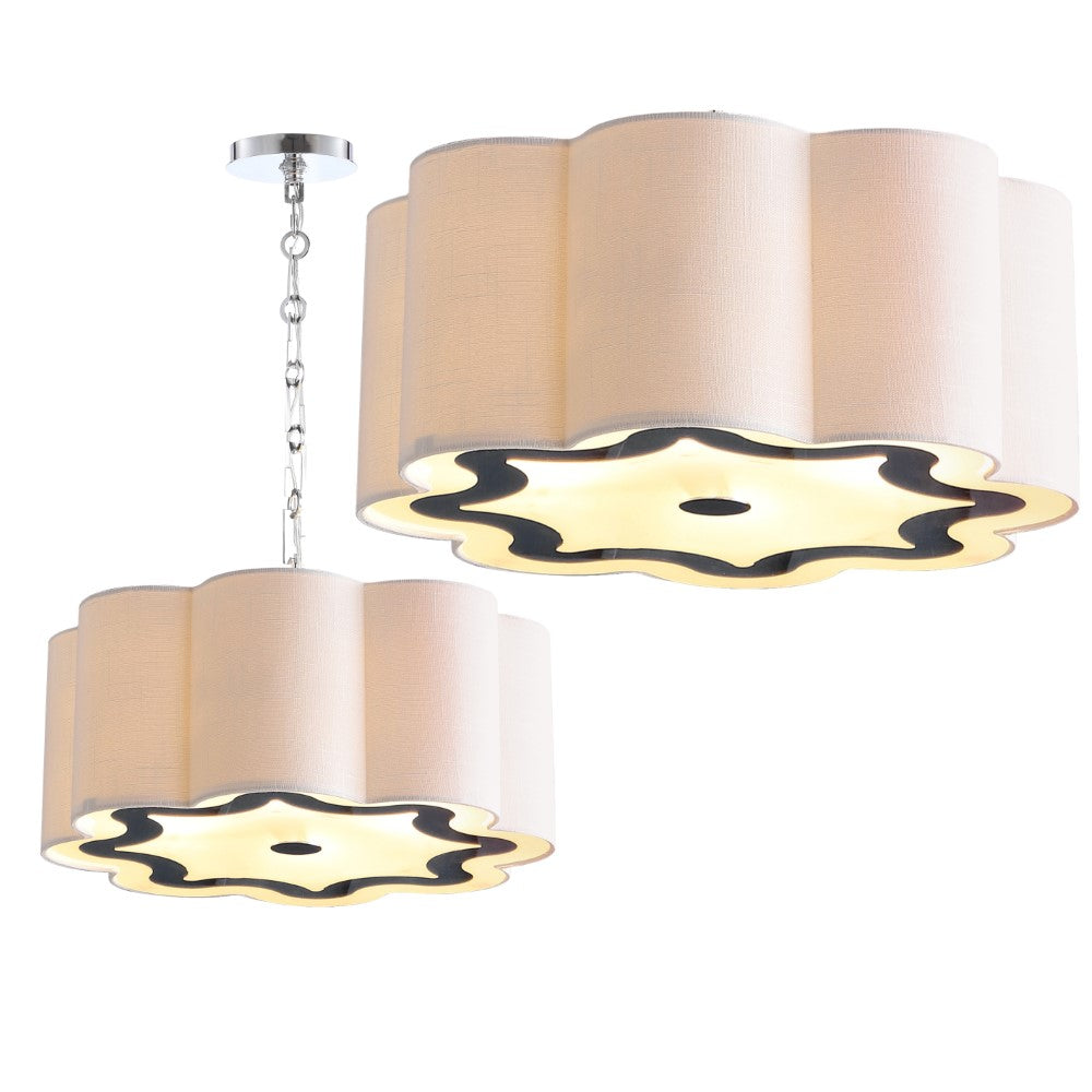 Superb 4-Light 20" Adjustable Scalloped Shade Metal LED Pendant