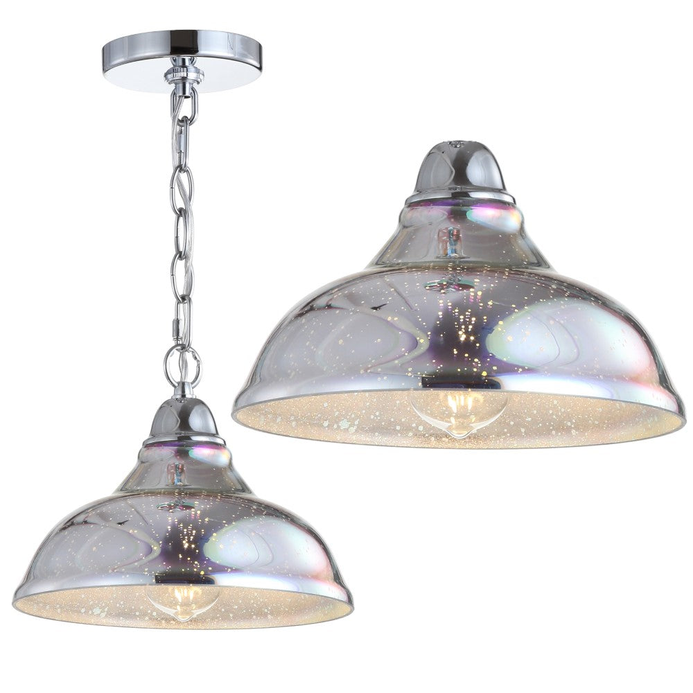 Grouse 9.75" Adjustable 3D Color Burst Glass/Metal Pendant