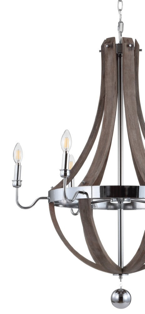 Kiwi 30" Wood/Metal Adjustable LED Chandelier