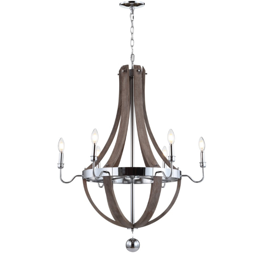 Kiwi 30" Wood/Metal Adjustable LED Chandelier