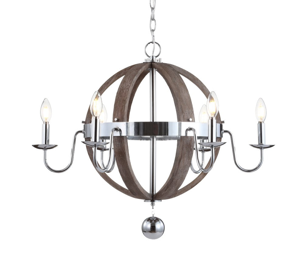 Kiwi 30" Wood/Metal Adjustable LED Chandelier