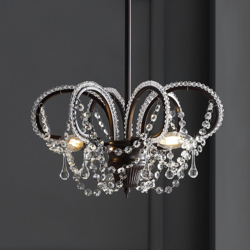 Lapwing 16" Metal/Crystal LED Adjustable Chandelier