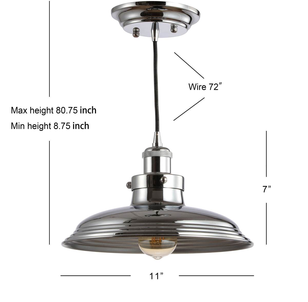 Stowe 11" Adjustable Iron Industrial Rustic LED Pendant