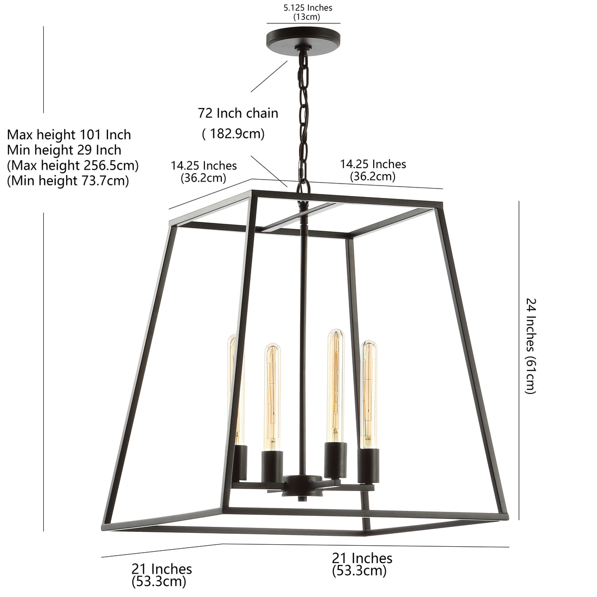 Kerouac 4-Light 21" Iron Modern Angled LED Chandelier