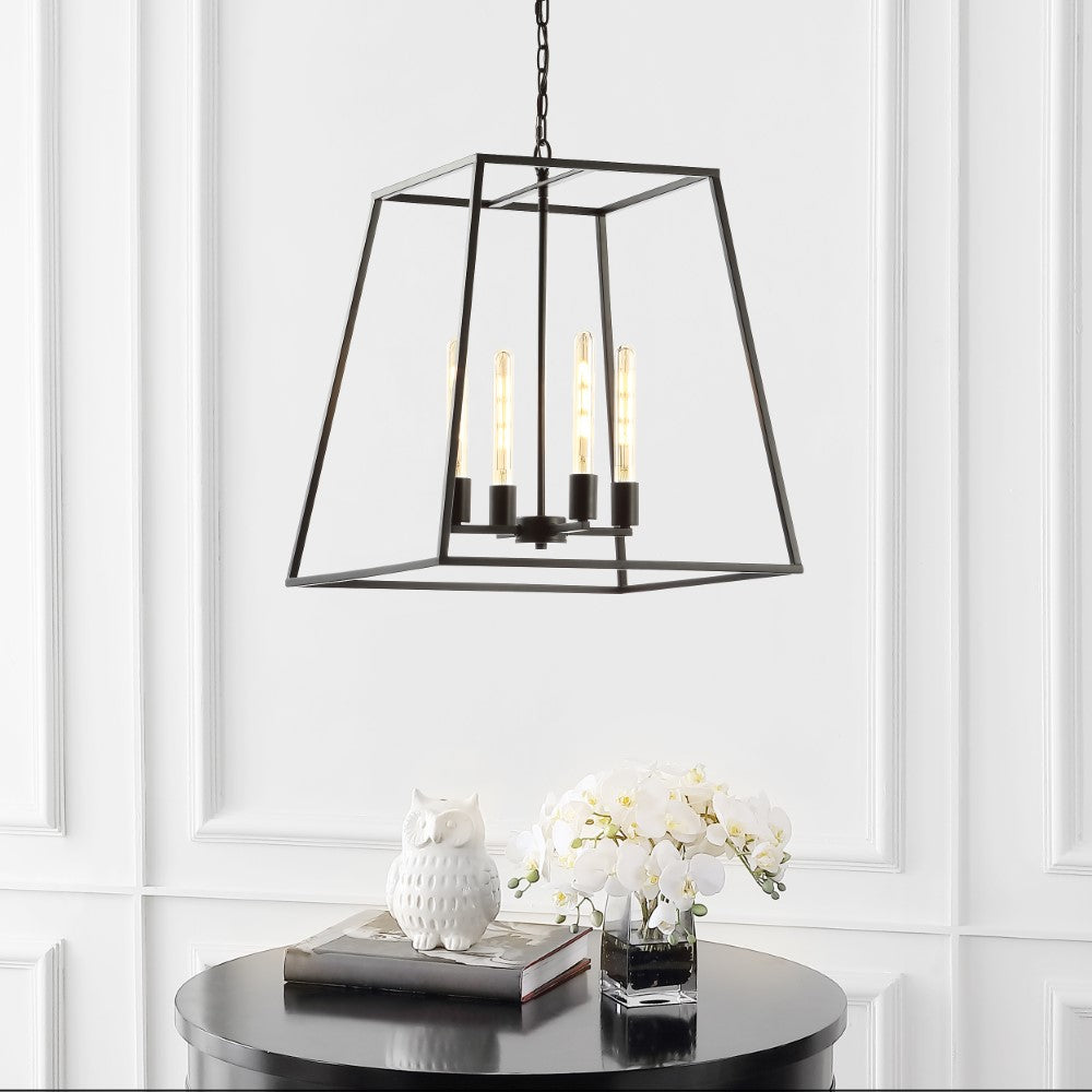 Kerouac 4-Light 21" Iron Modern Angled LED Chandelier