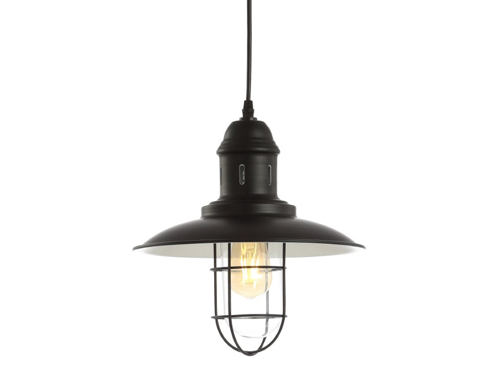 Updike 12" Adjustable Iron/Glass Cage Light LED Pendant