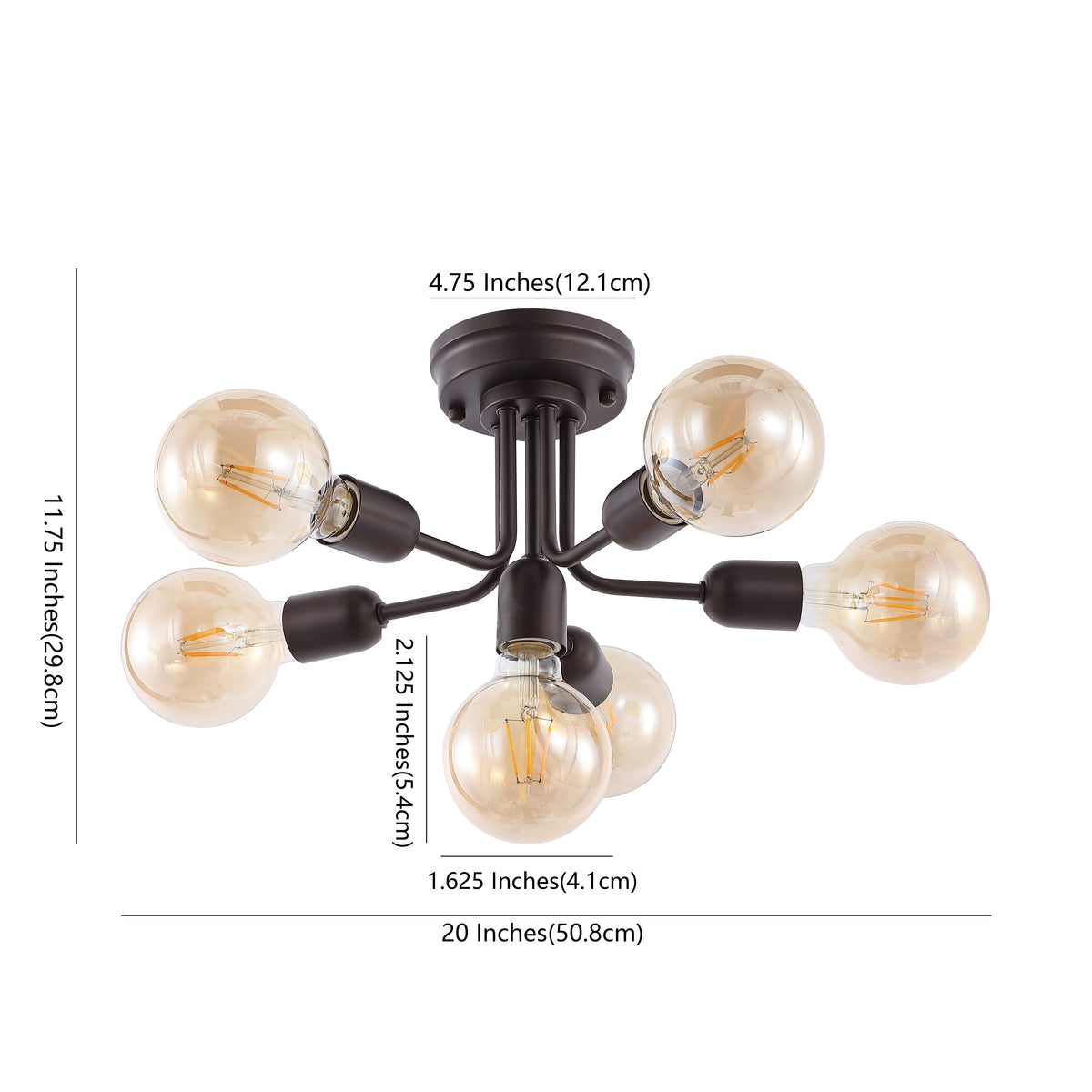 Johnathan 20" Globe Farmhouse Modern Iron Bistro LED Semi Flush Mount
