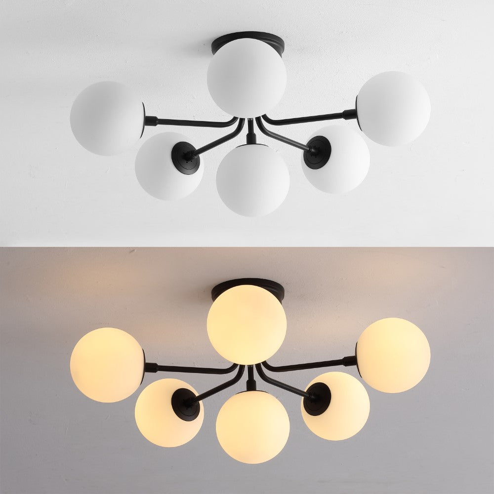 Dawn Parisian 24" Globe Modern Industrial Iron Bistro LED Semi Flush Mount