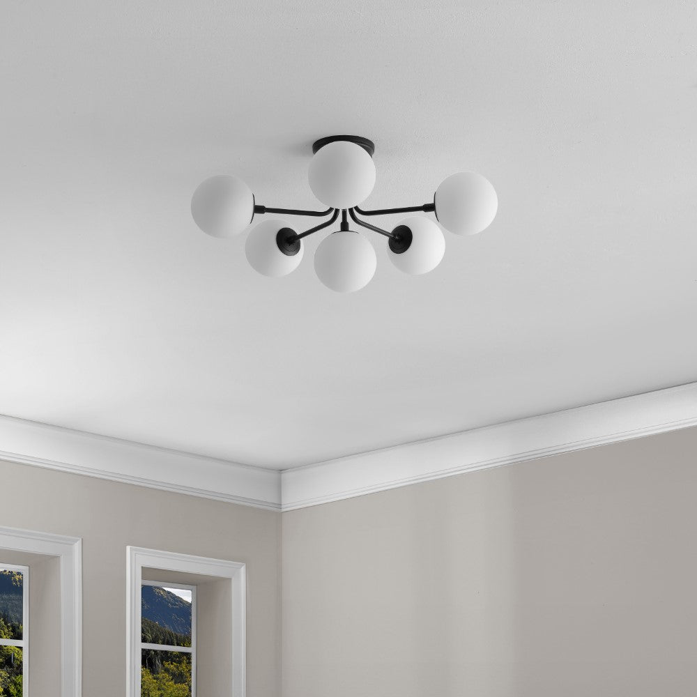Dawn Parisian 24" Globe Modern Industrial Iron Bistro LED Semi Flush Mount