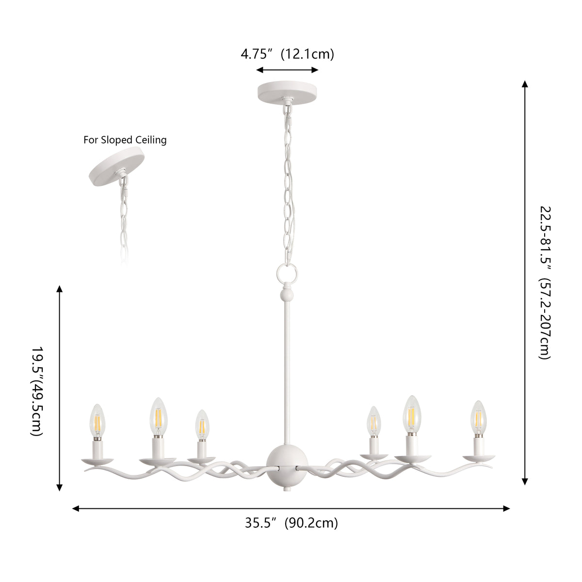 Shana Grand Modern Transitional Adjustable Sculptural Wavy Arm Candle-Style Metal LED Chandelier