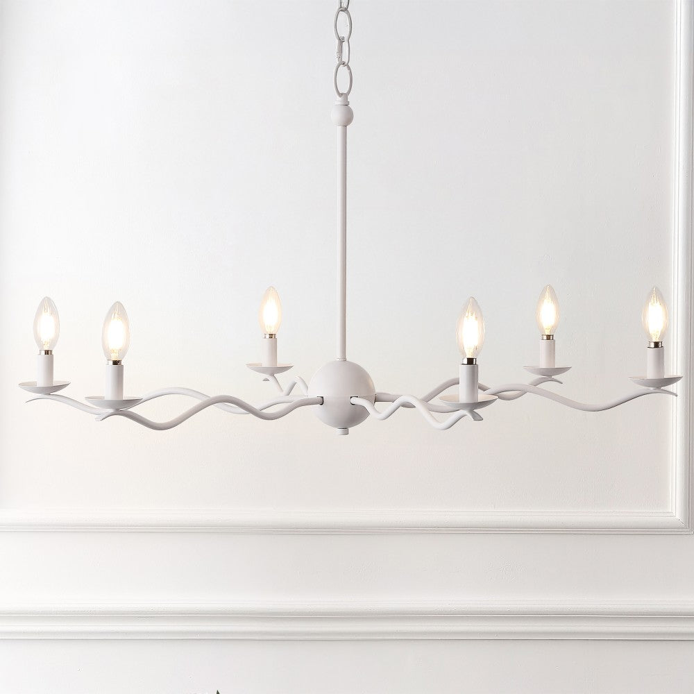 Shana Grand Modern Transitional Adjustable Sculptural Wavy Arm Candle-Style Metal LED Chandelier
