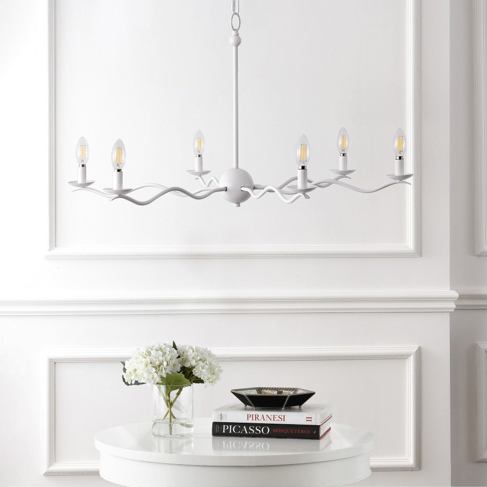 Shana Grand Modern Transitional Adjustable Sculptural Wavy Arm Candle-Style Metal LED Chandelier