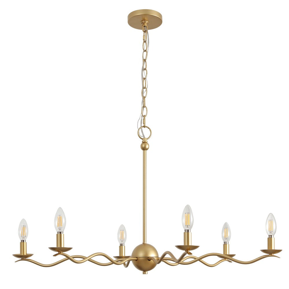 Shana Grand Modern Transitional Adjustable Sculptural Wavy Arm Candle-Style Metal LED Chandelier