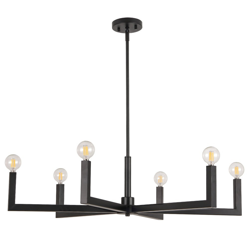 Darcy Grand Modern Industrial Adjustable Geometric Architectural Square-Arm Candle-Style Metal LED Chandelier