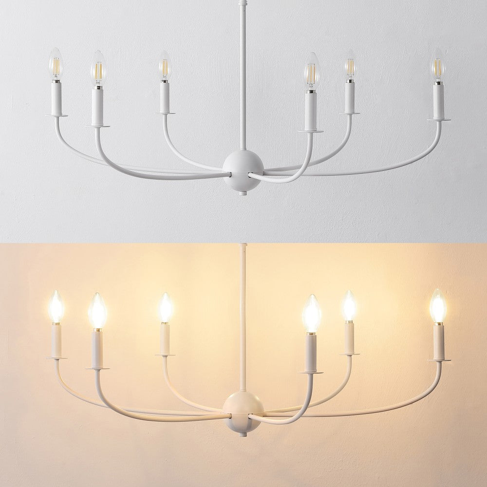 Ainsley Grand Traditional Farmhouse Adjustable Swooping Arm Candle-Style Metal LED Chandelier