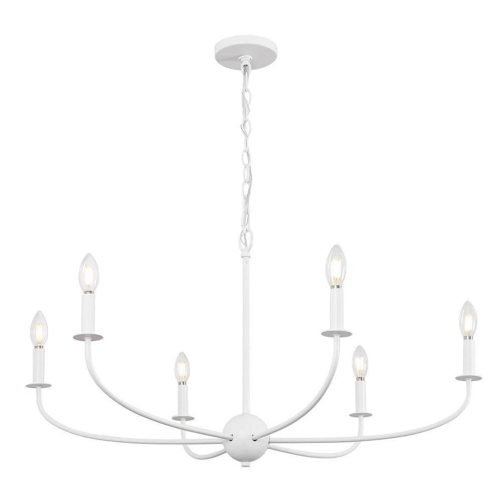Ainsley Grand Traditional Farmhouse Adjustable Swooping Arm Candle-Style Metal LED Chandelier