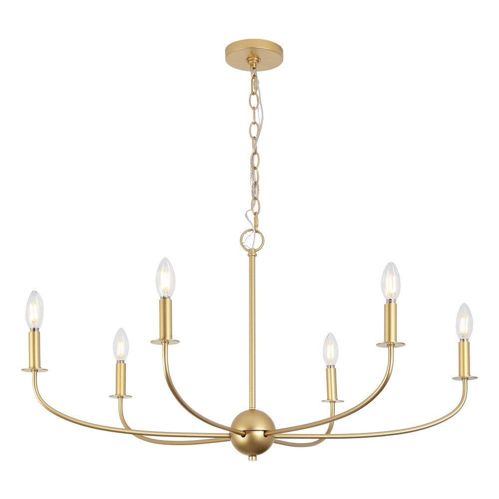 Ainsley Grand Traditional Farmhouse Adjustable Swooping Arm Candle-Style Metal LED Chandelier