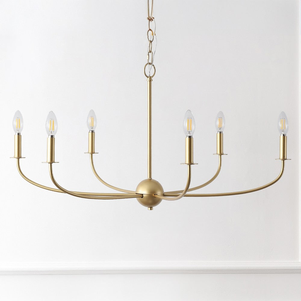Ainsley Grand Traditional Farmhouse Adjustable Swooping Arm Candle-Style Metal LED Chandelier