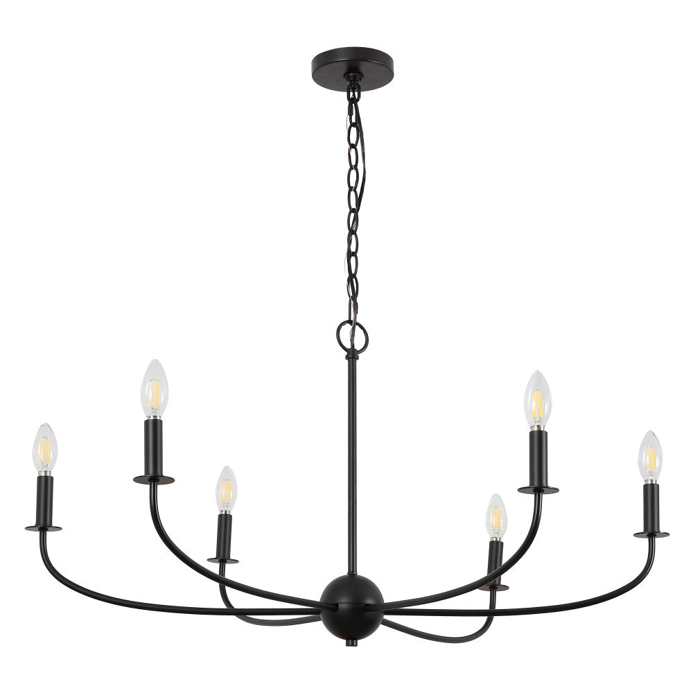 Ainsley Grand Traditional Farmhouse Adjustable Swooping Arm Candle-Style Metal LED Chandelier