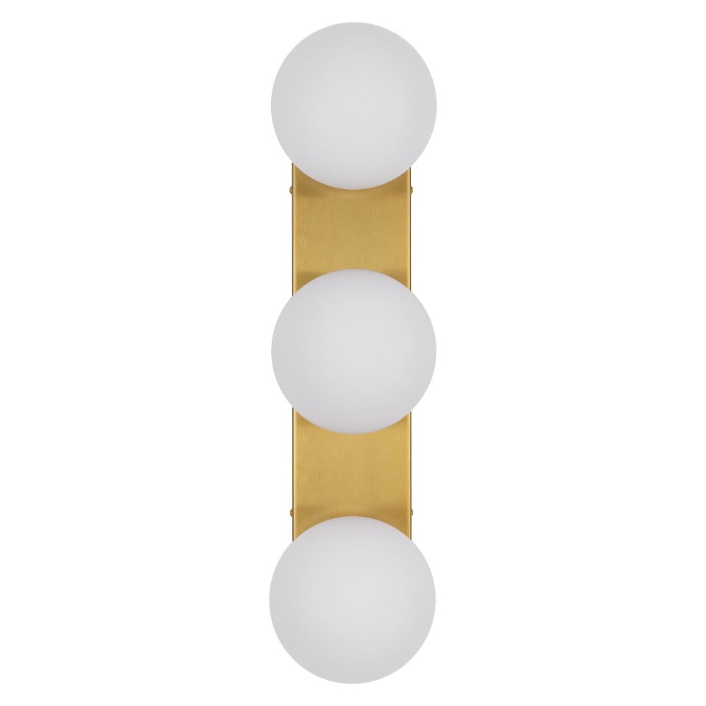 Myrtle 23.3 in. 3-Light Mid-Century Modern Metal and Frosted Glass Globe LED Vanity Light
