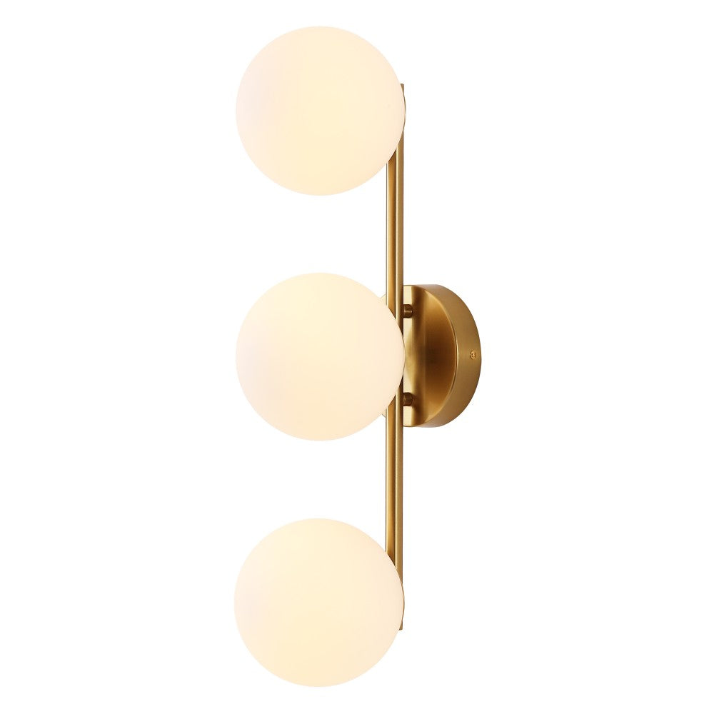 Opal 23 in. 3-Light Mid-Century Modern Metal and Frosted Glass Globe LED Vanity Light