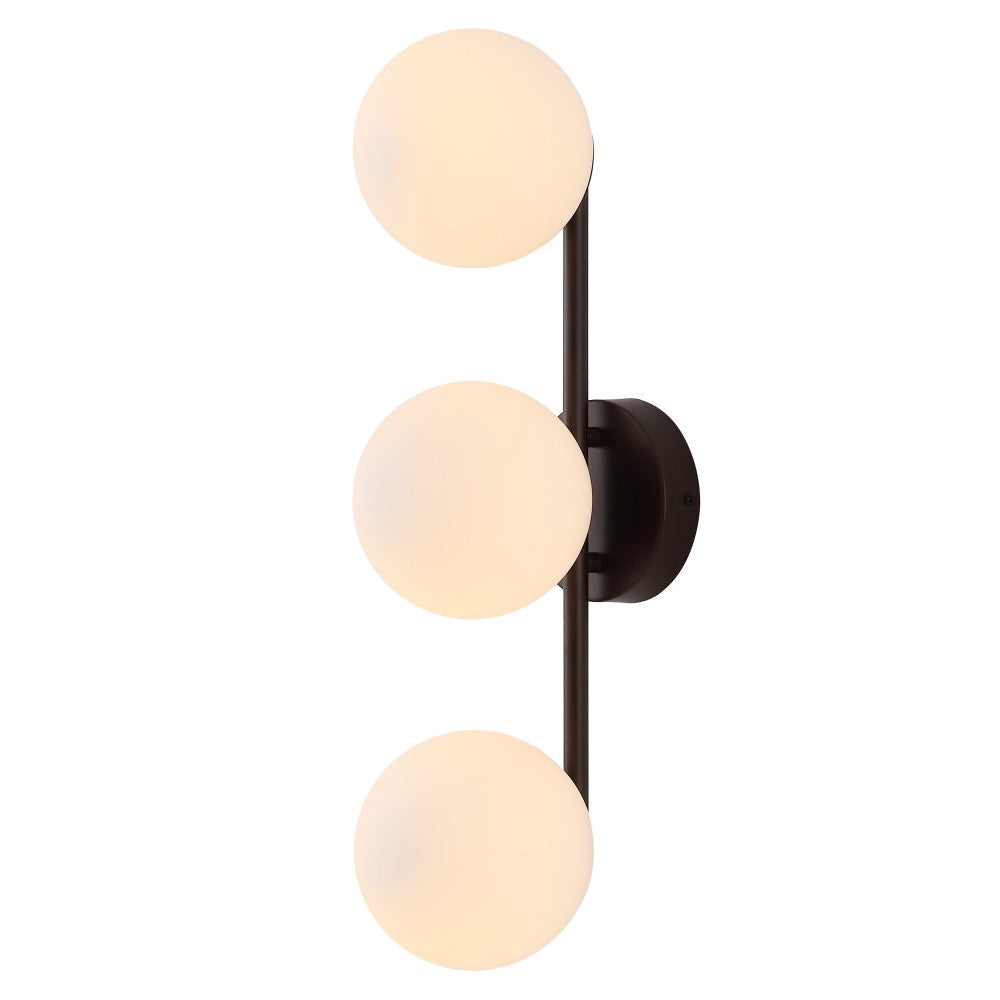Opal 23 in. 3-Light Mid-Century Modern Metal and Frosted Glass Globe LED Vanity Light