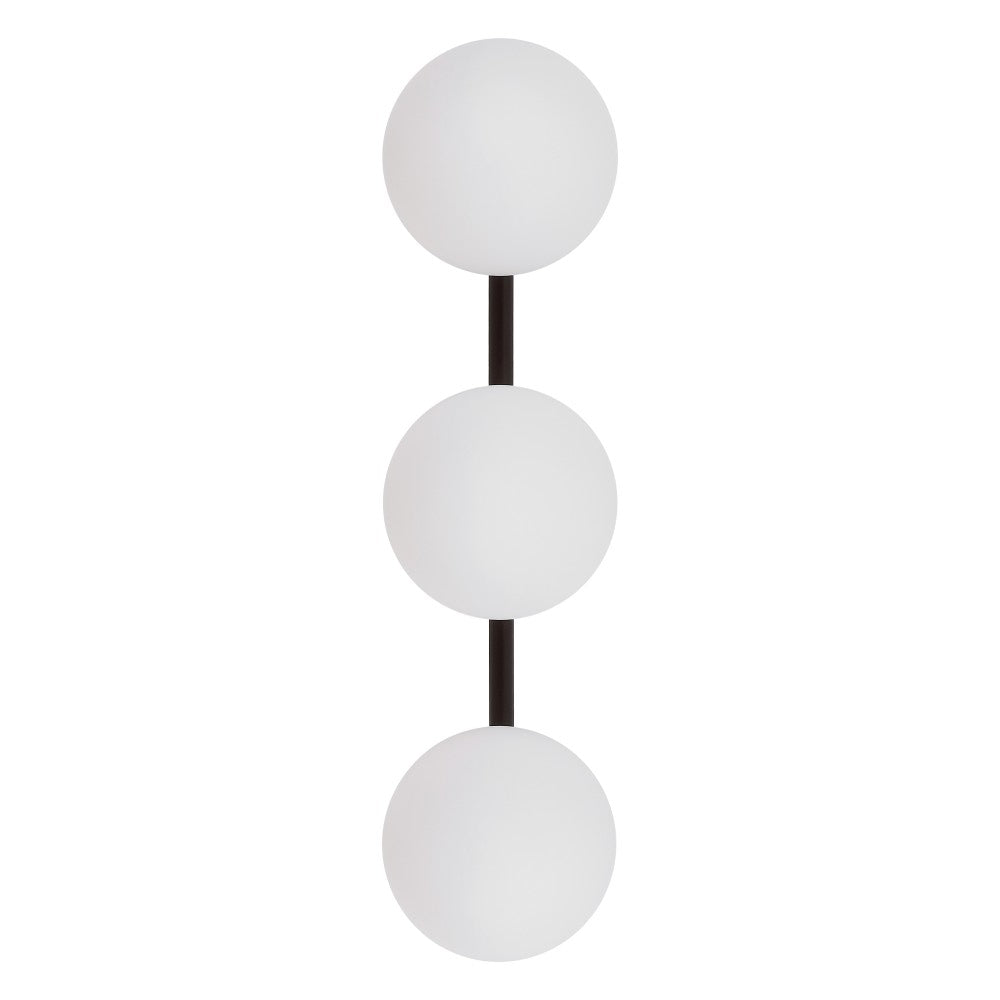 Opal 23 in. 3-Light Mid-Century Modern Metal and Frosted Glass Globe LED Vanity Light