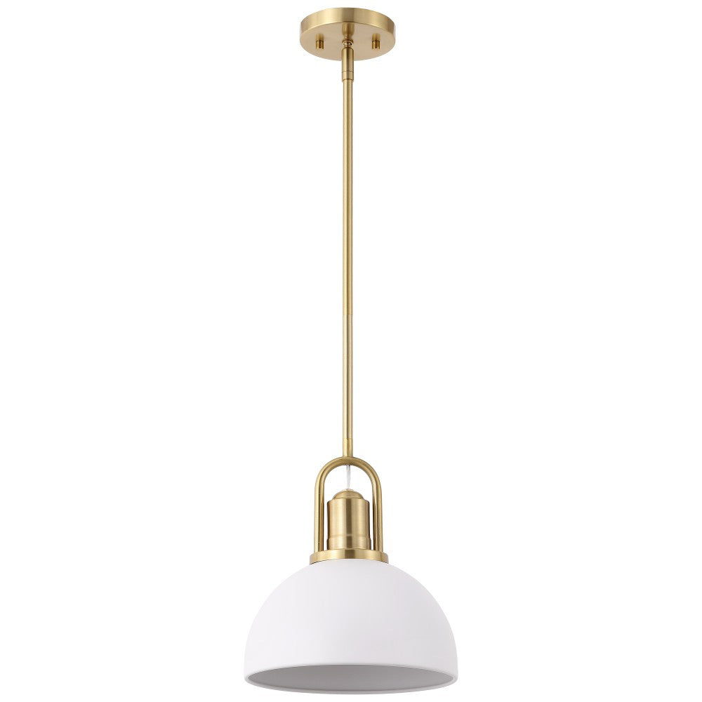Solstice 9.5 in. 1-Light Modern Farmhouse Industrial Metal Dome LED Pendant