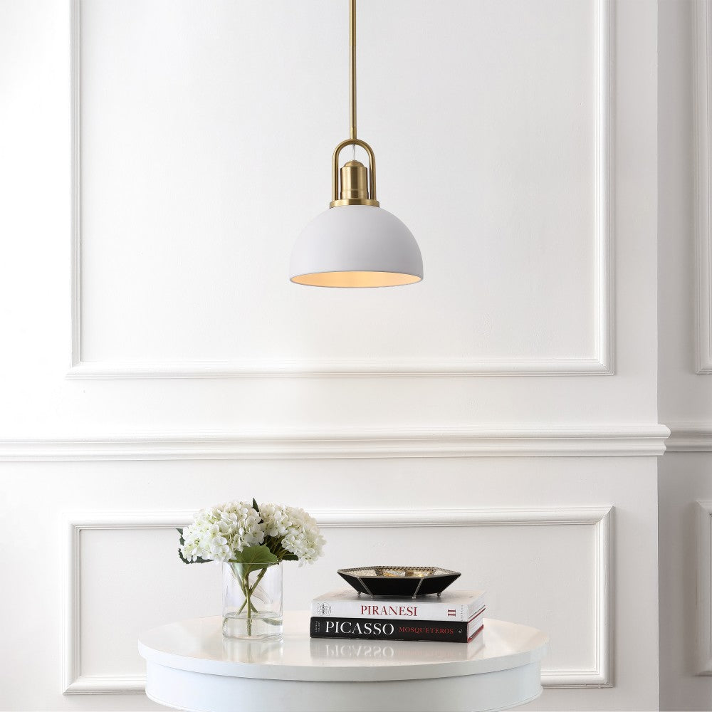Solstice 9.5 in. 1-Light Modern Farmhouse Industrial Metal Dome LED Pendant