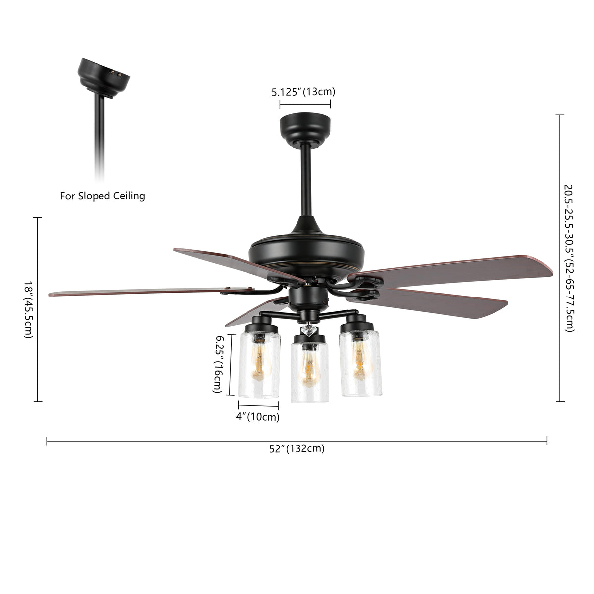 Hunter 52" Rustic Industrial Iron/Wood/Seeded Glass Mobile-App/Remote-Controlled LED Ceiling Fan