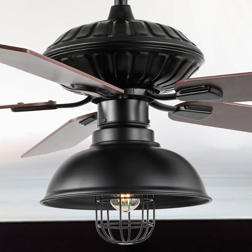 Hopkins 52" Farmhouse Industrial Iron Dome Shade LED Ceiling Fan With Remote