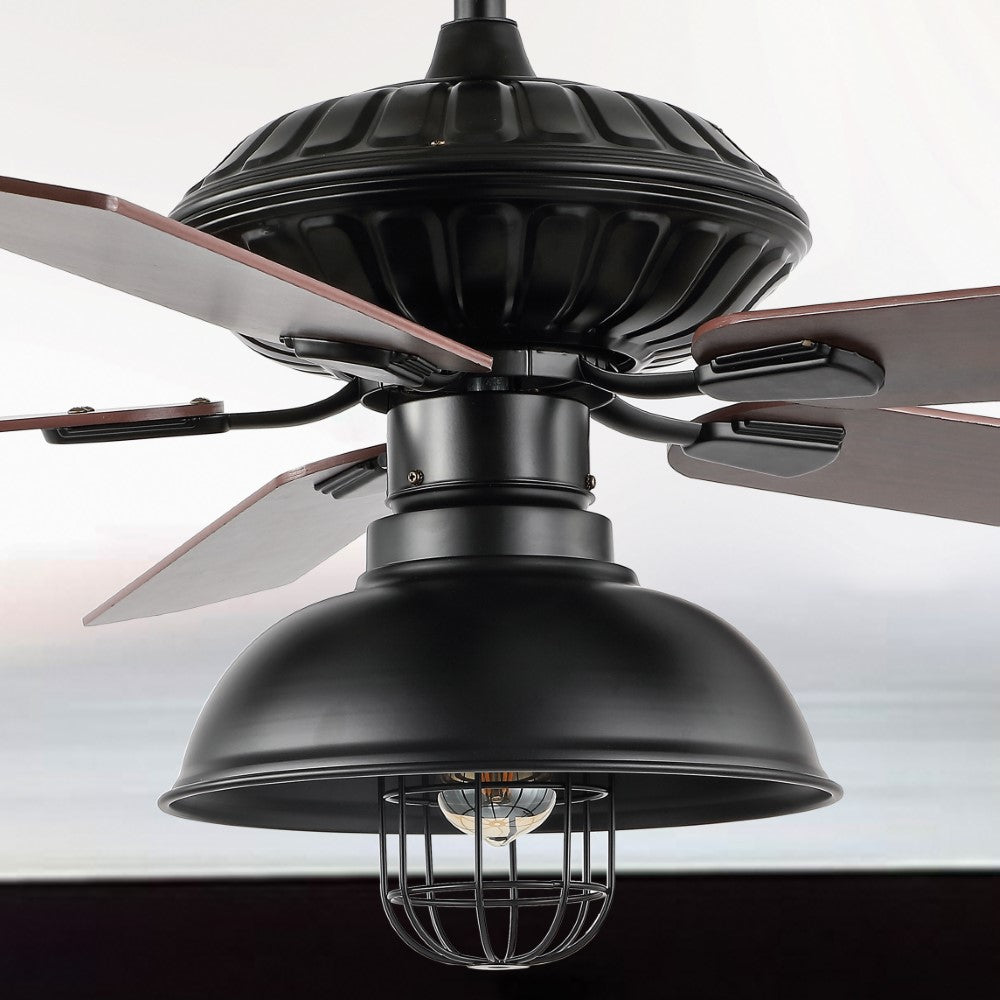Hopkins 52" Farmhouse Industrial Iron Dome Shade LED Ceiling Fan With Remote