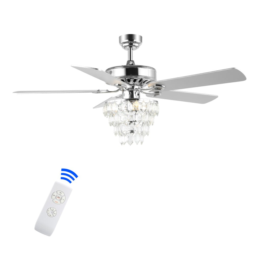 Ramsey 52" Glam Modern Crystal Shade LED Ceiling Fan With Remote