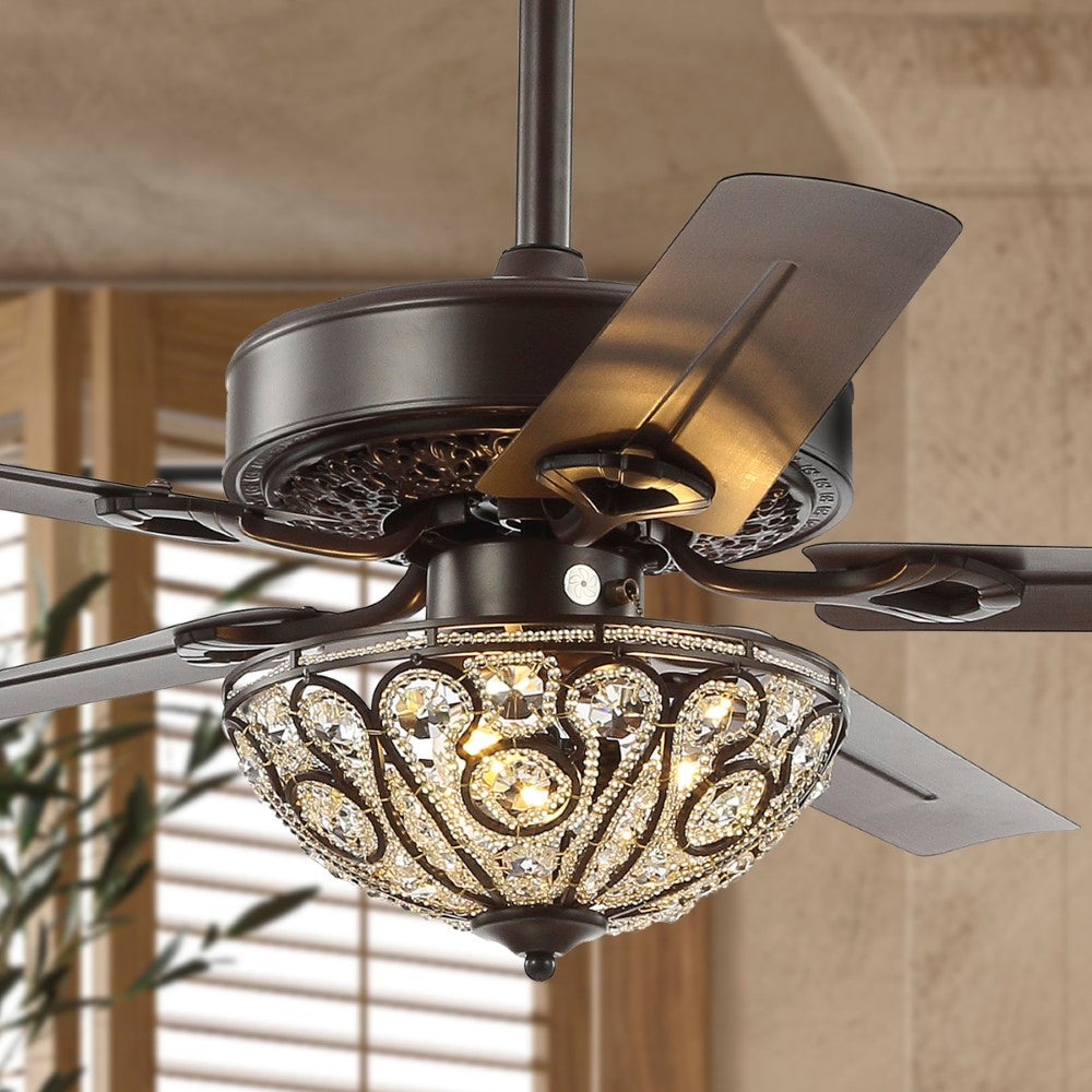 Nanday 48" 3-Light Wrought Iron LED Ceiling Fan With Remote