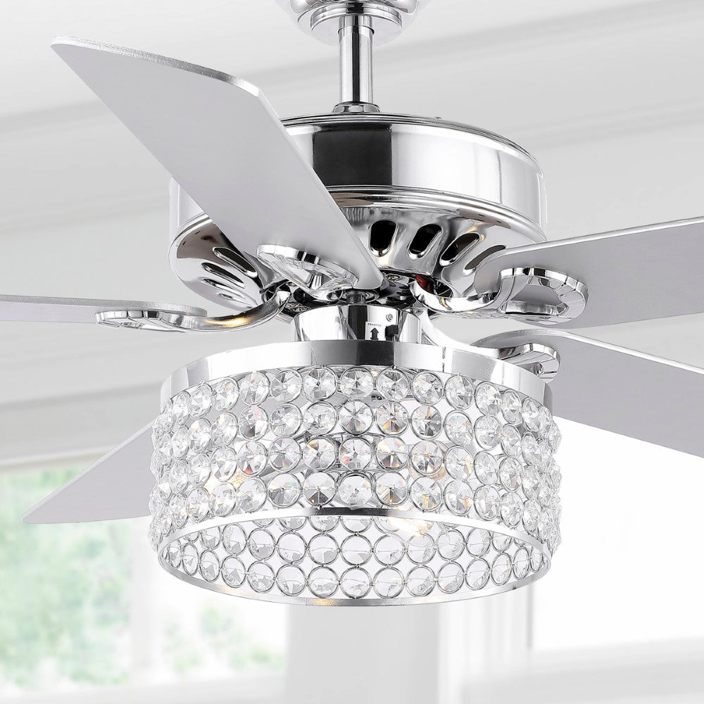 Kristin 52" Crystal/Metal Modern Glam Drum LED Ceiling Fan With Remote