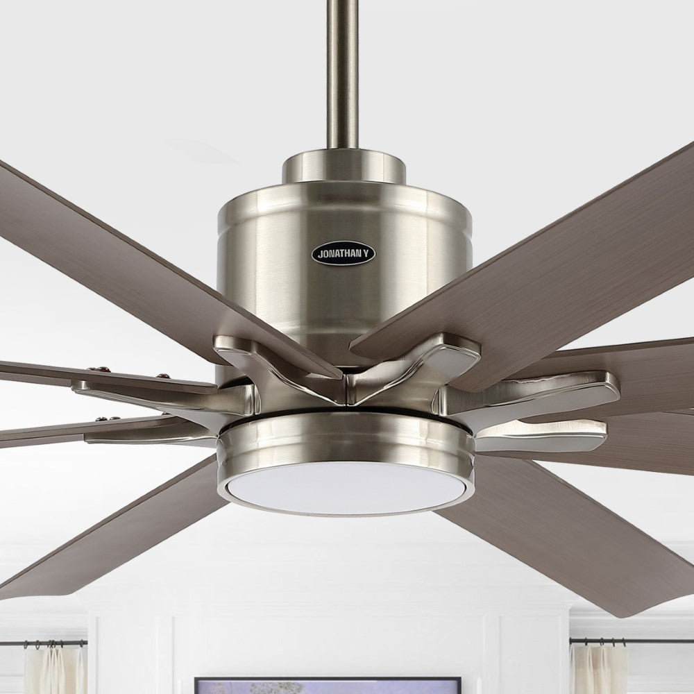 Harbor 66" Contemporary Industrial Iron/Plastic Mobile-App/Remote-Controlled 6-Speed Ceiling Fan with Integrated LED Light