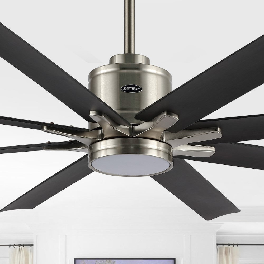 Harbor 66" Contemporary Industrial Iron/Plastic Mobile-App/Remote-Controlled 6-Speed Ceiling Fan with Integrated LED Light