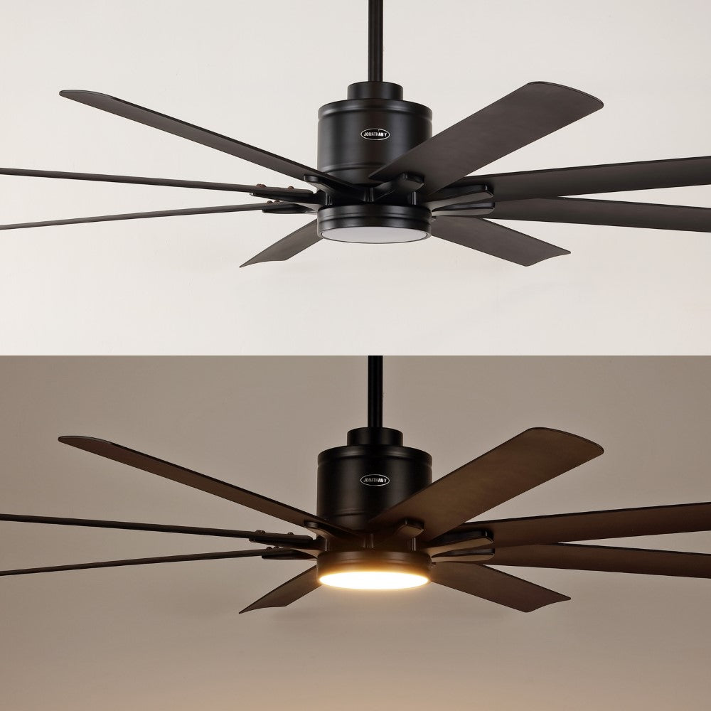 Harbor 66" Contemporary Industrial Iron/Plastic Mobile-App/Remote-Controlled 6-Speed Ceiling Fan with Integrated LED Light