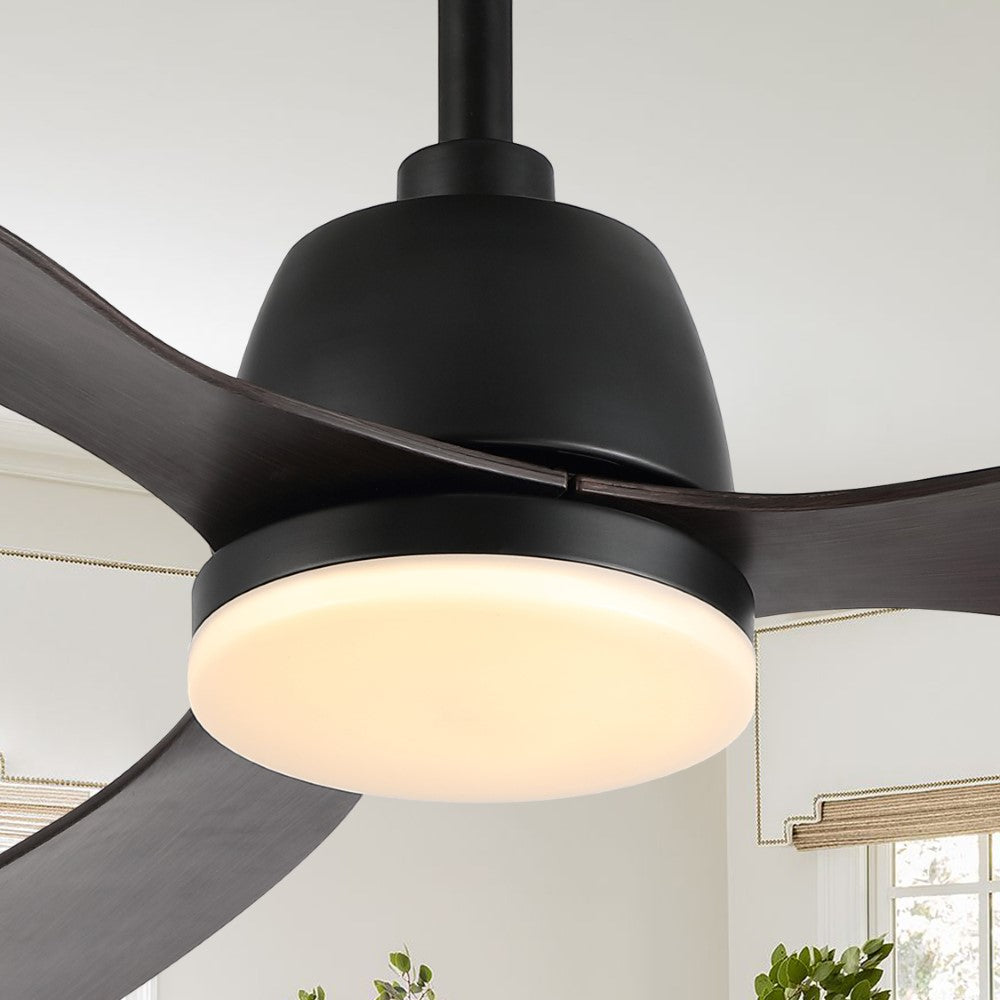 Dolly 52" Classic Industrial Iron/Plastic Mobile-App/Remote-Controlled 6-Speed Propeller Integrated LED Ceiling Fan