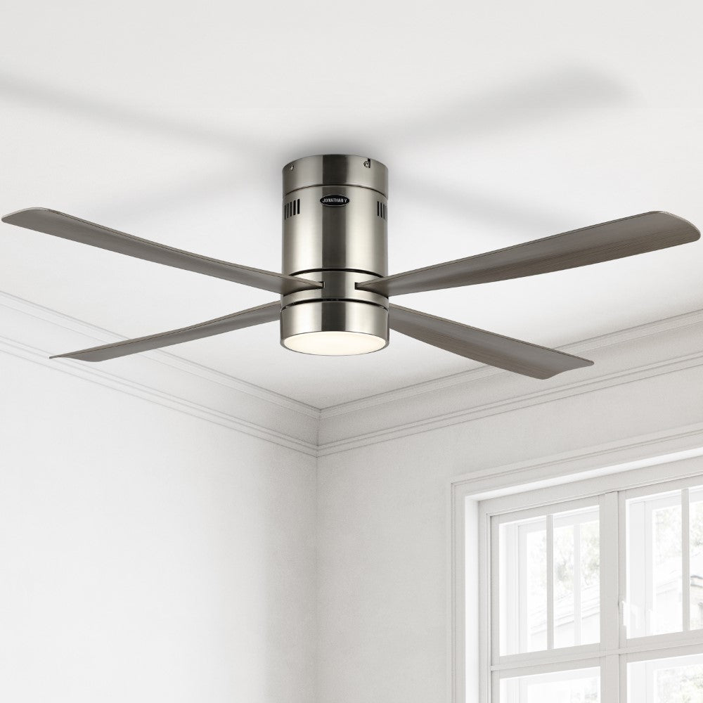 Pauly 52" Contemporary Minimalist Iron/Acrylic Mobile-App/Remote-Controlled 6-Speed Integrated LED Ceiling Fan