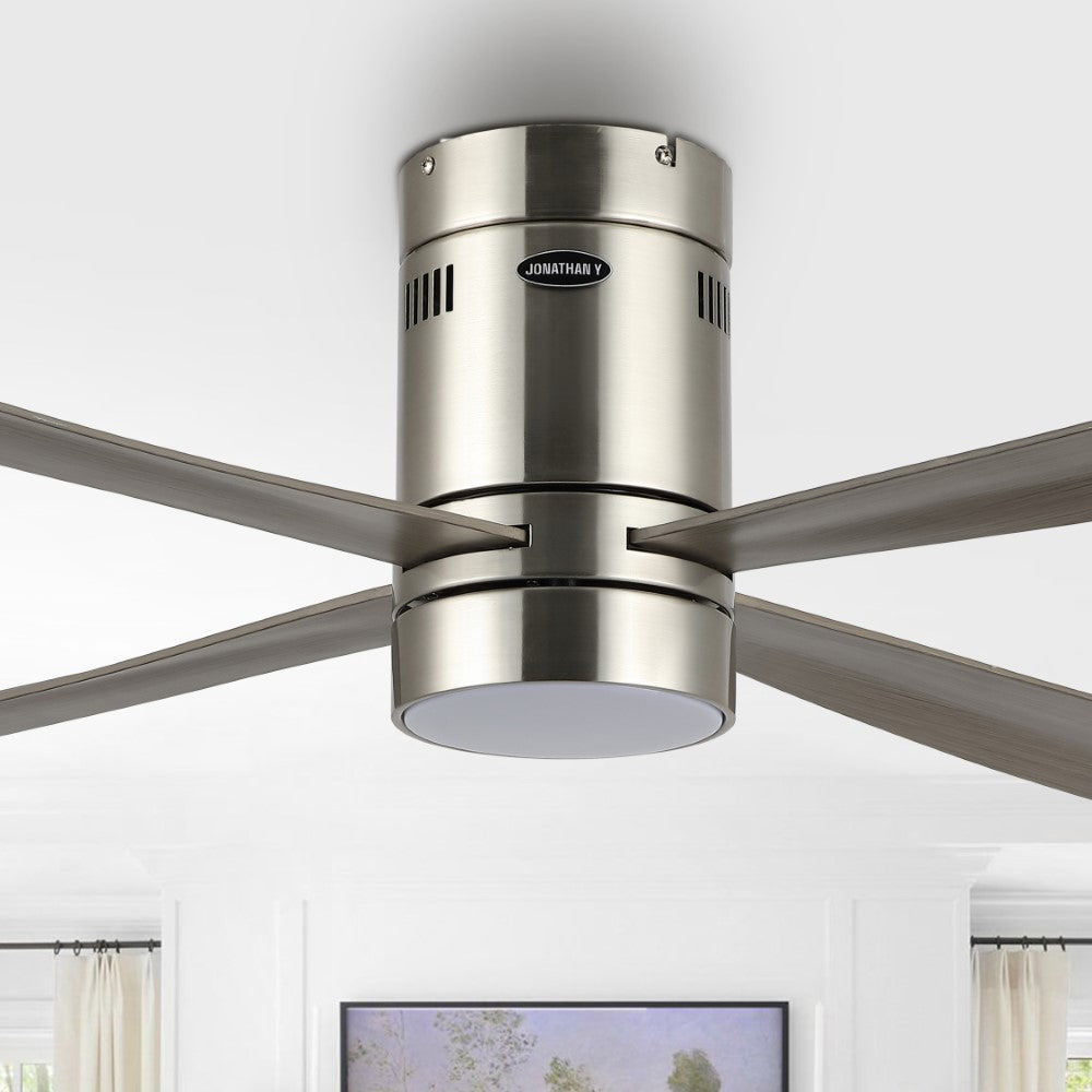 Pauly 52" Contemporary Minimalist Iron/Acrylic Mobile-App/Remote-Controlled 6-Speed Integrated LED Ceiling Fan