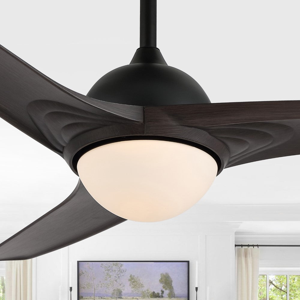 Marissa 52" Contemporary Industrial Iron/Plastic Mobile-App/Remote-Controlled 6-Speed Propeller Integrated LED Ceiling Fan