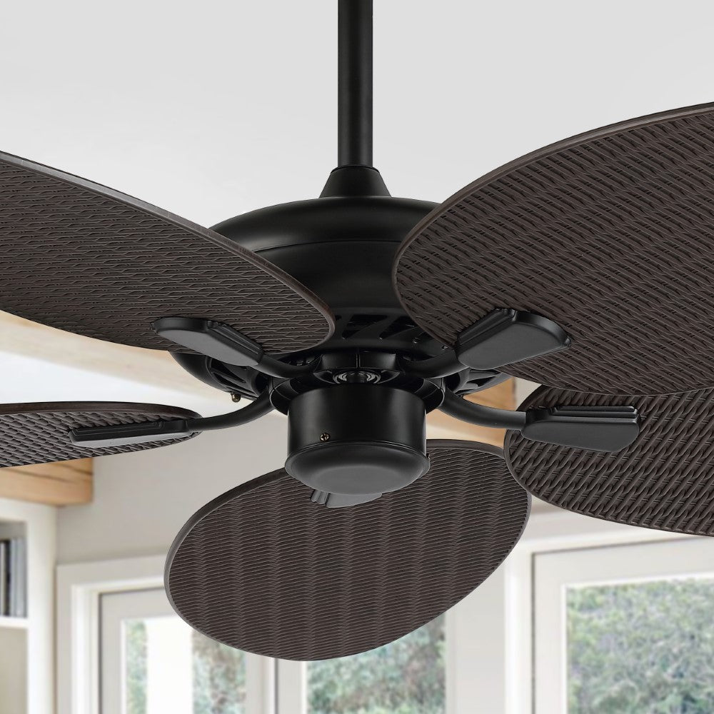 Thompson 52" Bohemian Industrial Iron/Plastic Mobile-App/Remote-Controlled 6-Speed Palm Blade Ceiling Fan