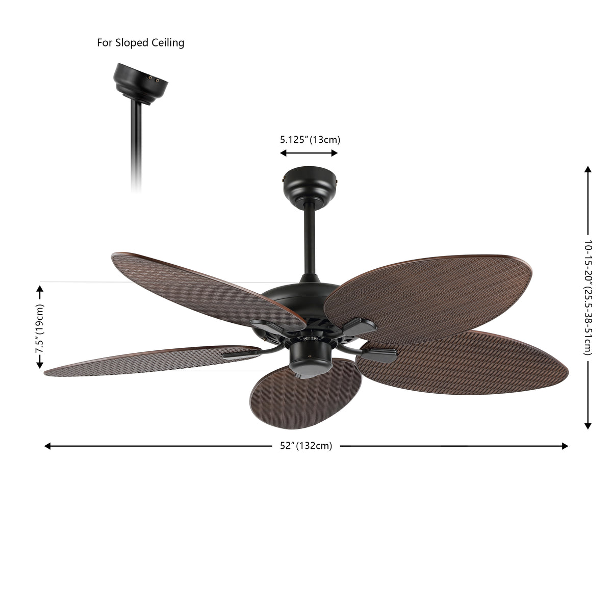 Thompson 52" Bohemian Industrial Iron/Plastic Mobile-App/Remote-Controlled 6-Speed Palm Blade Ceiling Fan