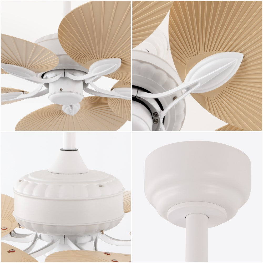 Thompson 52" Bohemian Industrial Iron/Plastic Mobile-App/Remote-Controlled 6-Speed Palm Blade Ceiling Fan
