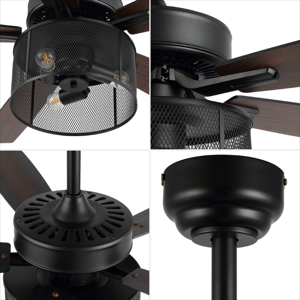 Sofia 52" Farmhouse Industrial Iron/Wood Mobile-App/Remote-Controlled LED Ceiling Fan