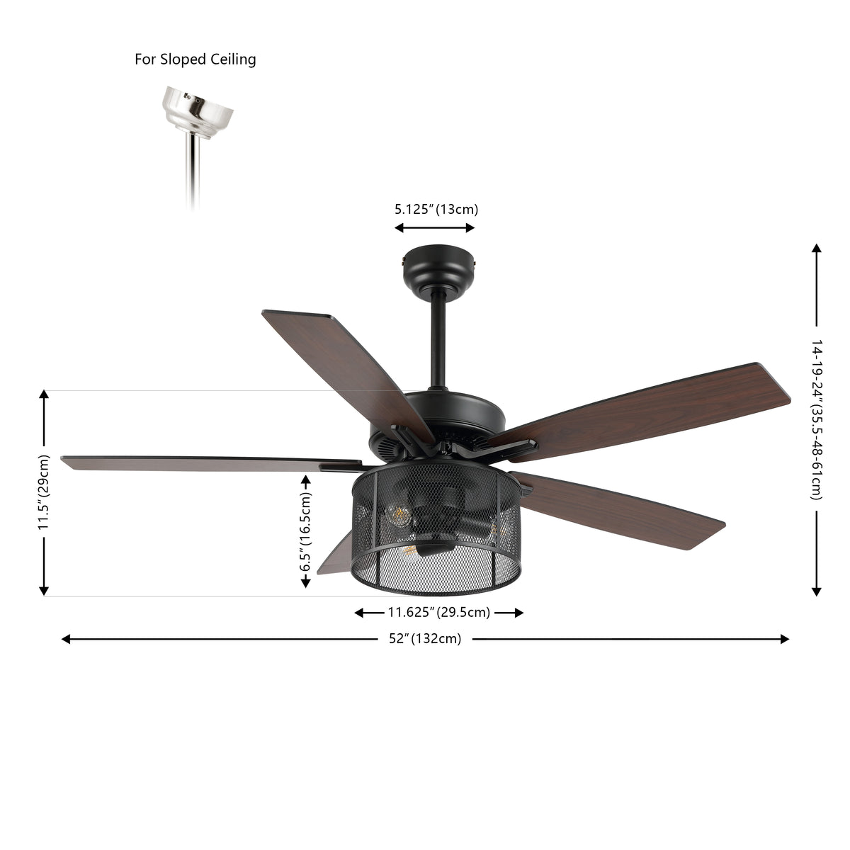 Sofia 52" Farmhouse Industrial Iron/Wood Mobile-App/Remote-Controlled LED Ceiling Fan