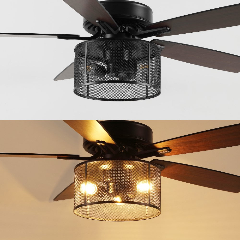 Sofia 52" Farmhouse Industrial Iron/Wood Mobile-App/Remote-Controlled LED Ceiling Fan