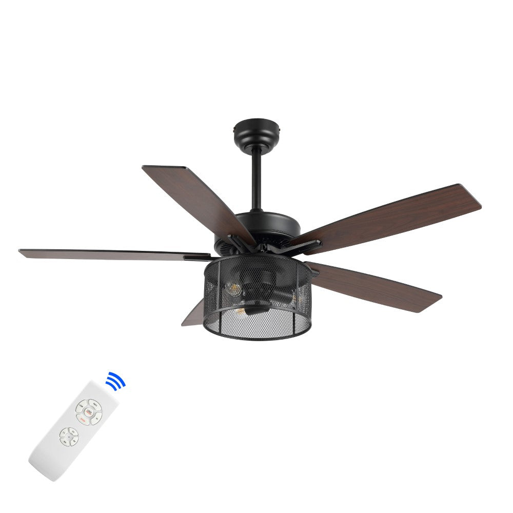 Sofia 52" Farmhouse Industrial Iron/Wood Mobile-App/Remote-Controlled LED Ceiling Fan