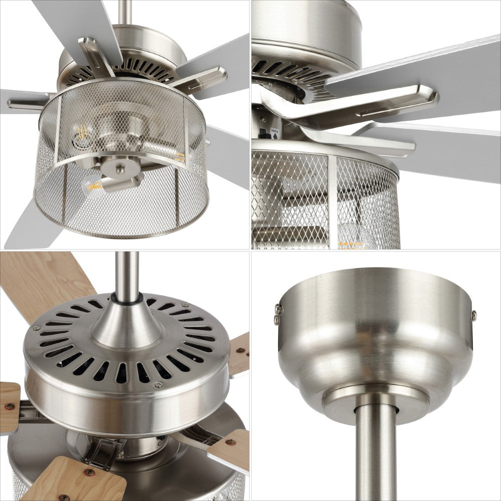Sofia 52" Farmhouse Industrial Iron/Wood Mobile-App/Remote-Controlled LED Ceiling Fan